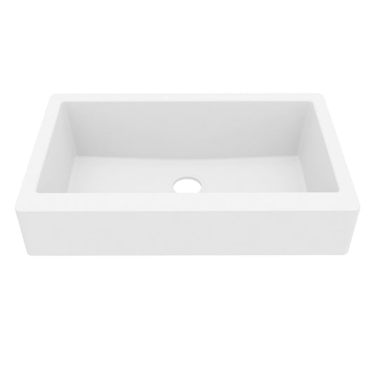 34" Retrofit Farmhouse Large Single Bowl Quartz Composite Kitchen Sink In White