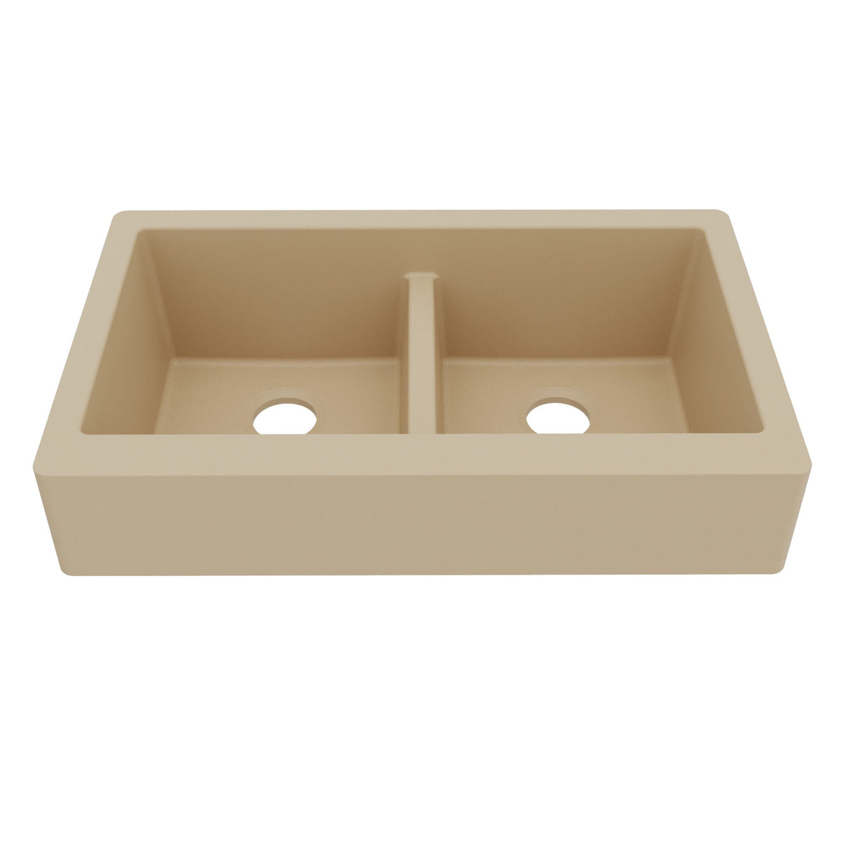 34" Retrofit Farmhouse Double Equal Bowl Quartz Composite Kitchen Sink In Bisque