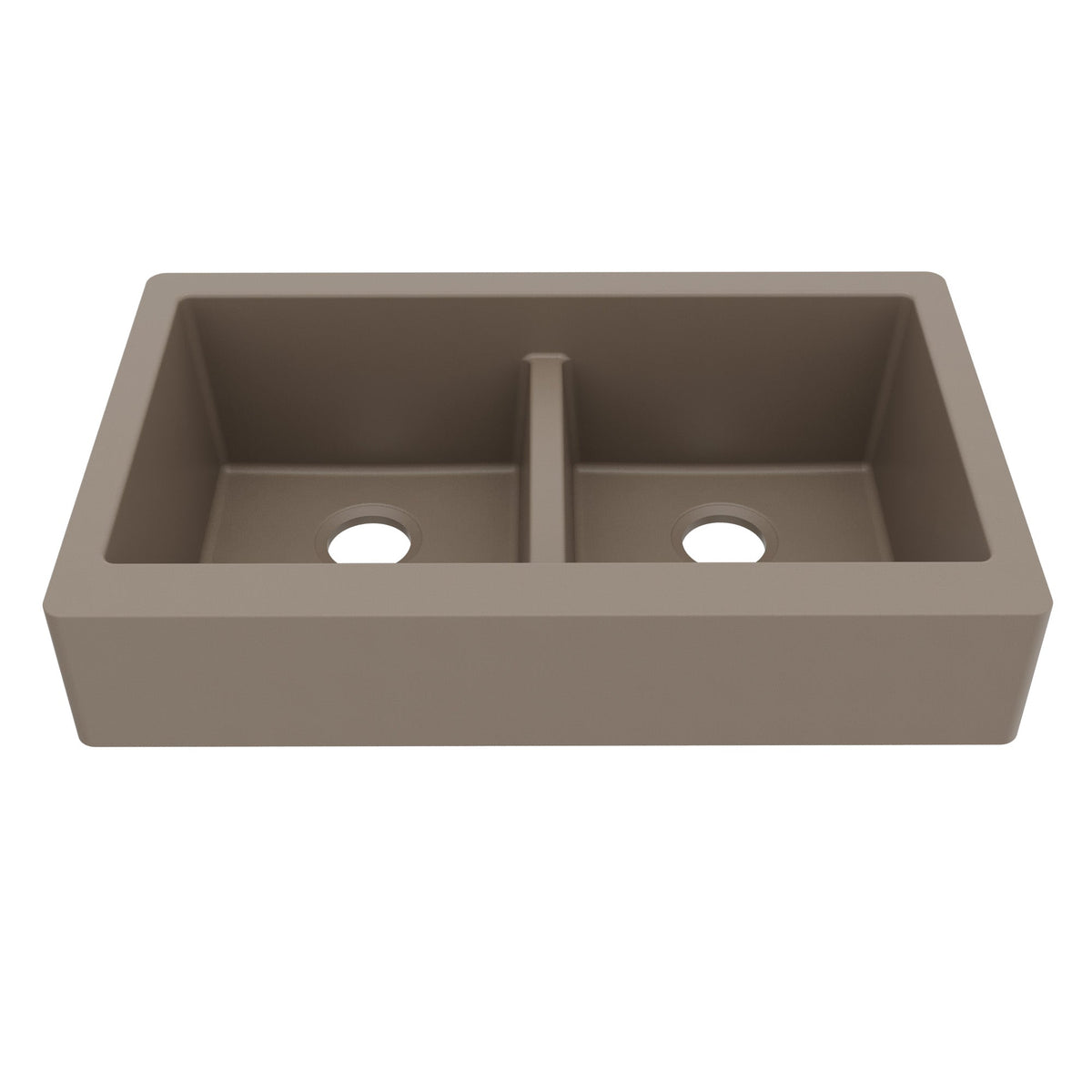 34" Retrofit Farmhouse Double Equal Bowl Quartz Composite Kitchen Sink In Concrete