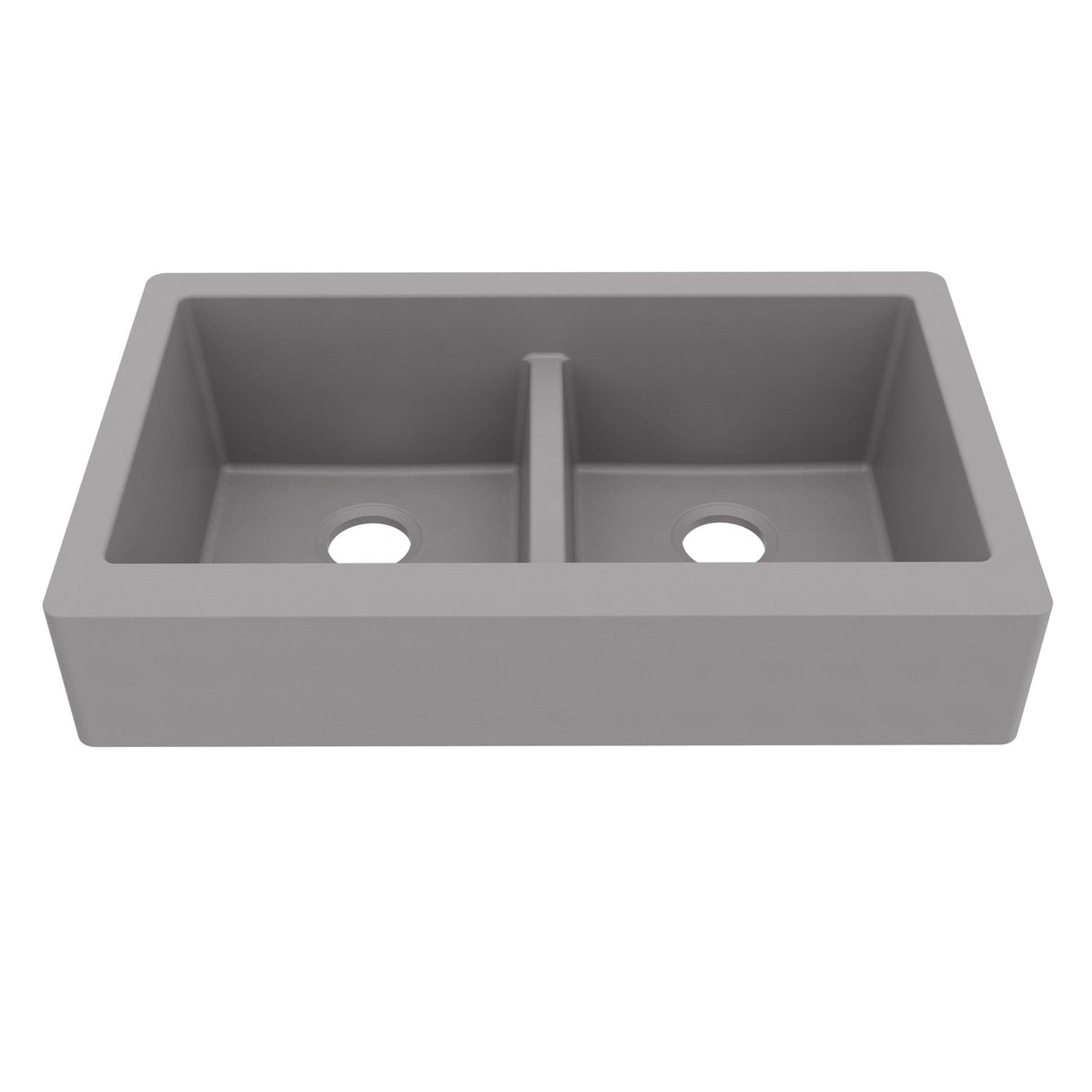 34" Retrofit Farmhouse Double Equal Bowl Quartz Composite Kitchen Sink In Grey