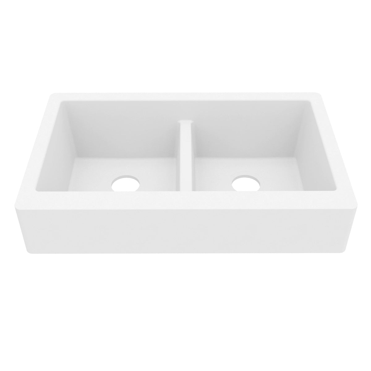 34" Retrofit Farmhouse Double Equal Bowl Quartz Composite Kitchen Sink In White
