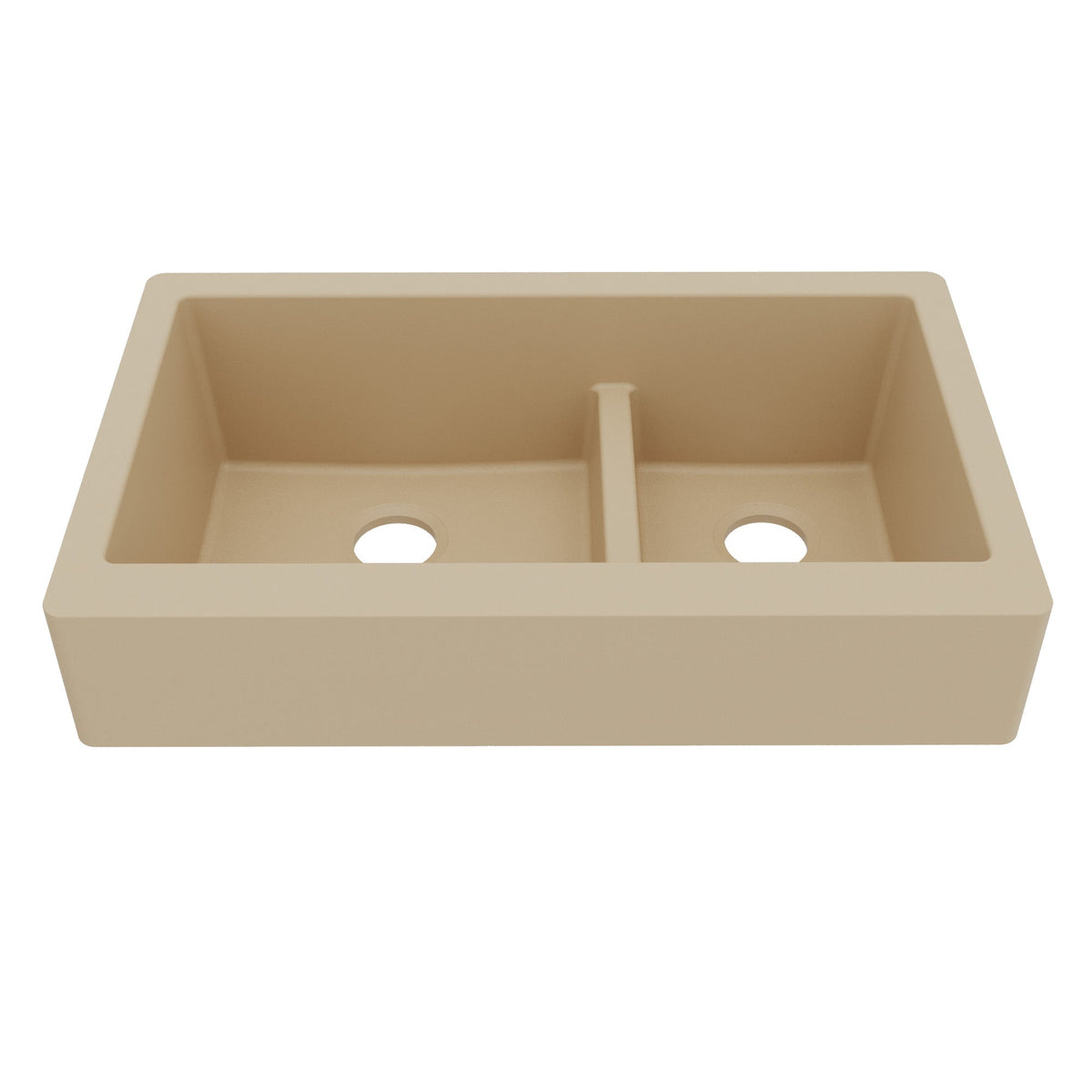 34" Retrofit Farmhouse Double Offset Bowl Quartz Composite Kitchen Sink In Bisque