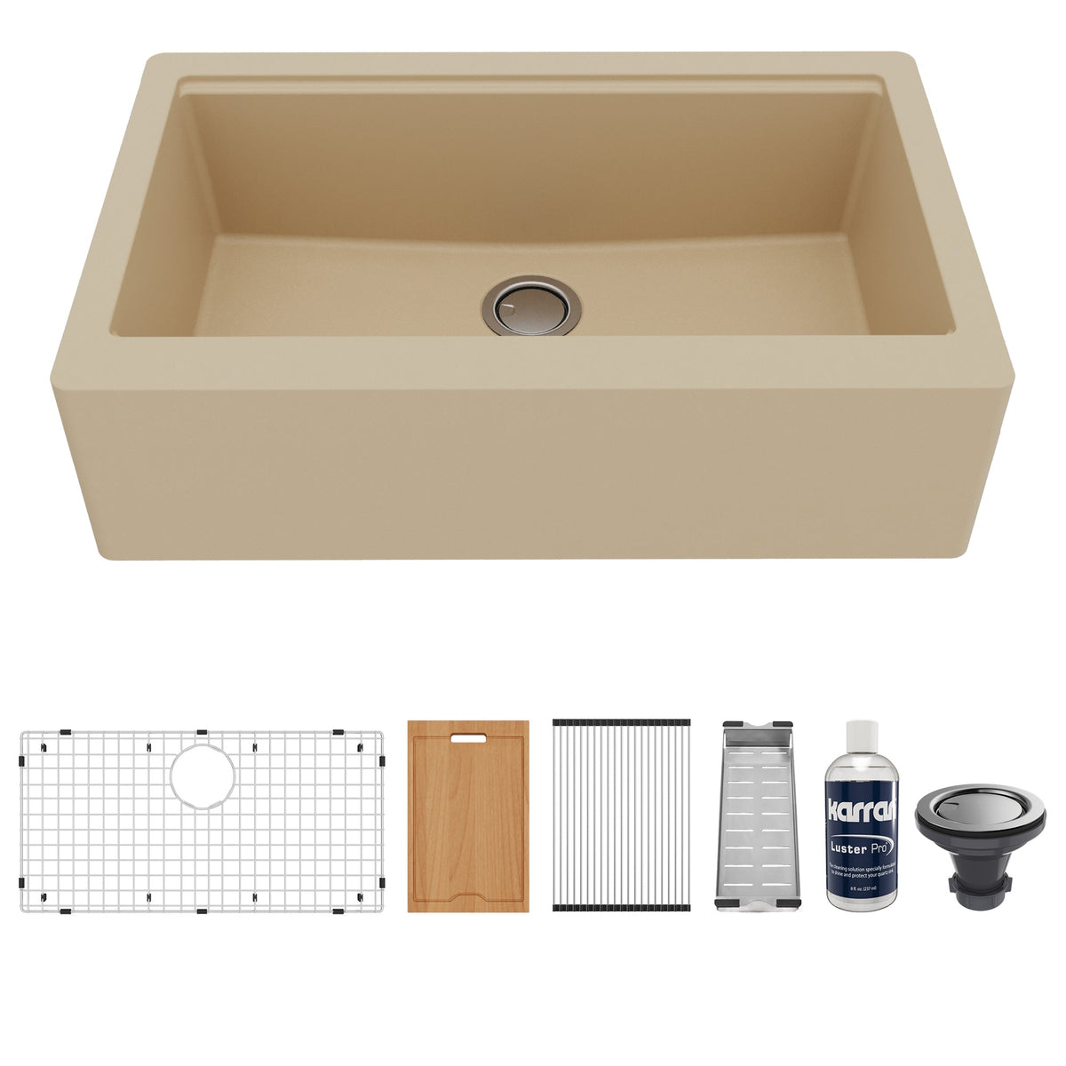 34" Farmhouse Large Single Bowl Quartz Composite Workstation Kitchen Sink In Bisque