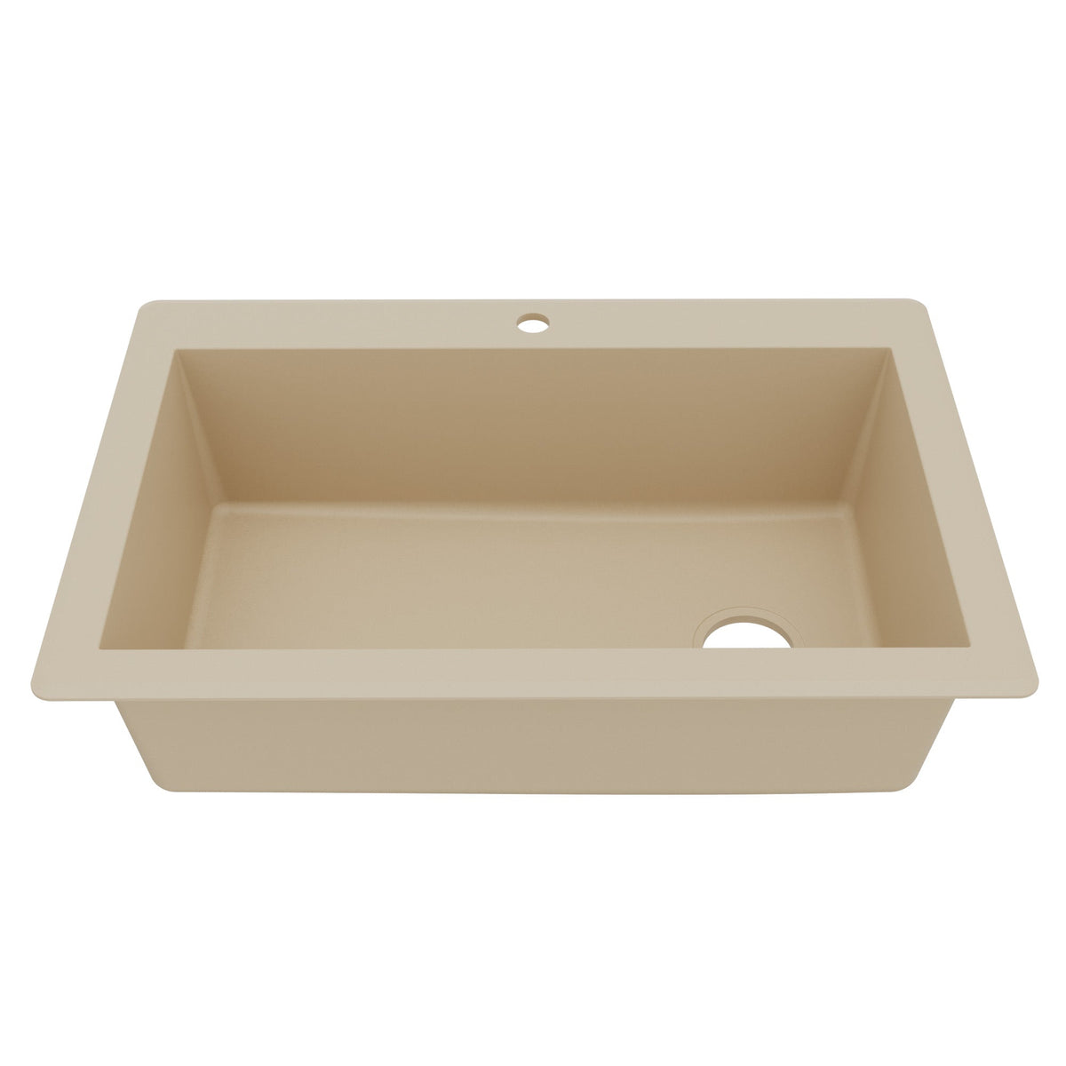 33" Top Mount Large Single Bowl Quartz Composite Kitchen Sink In Bisque