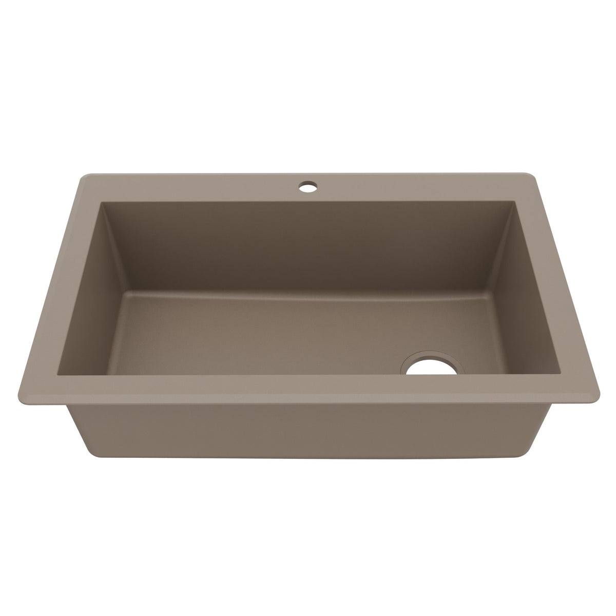 33" Top Mount Large Single Bowl Quartz Composite Kitchen Sink In Concrete