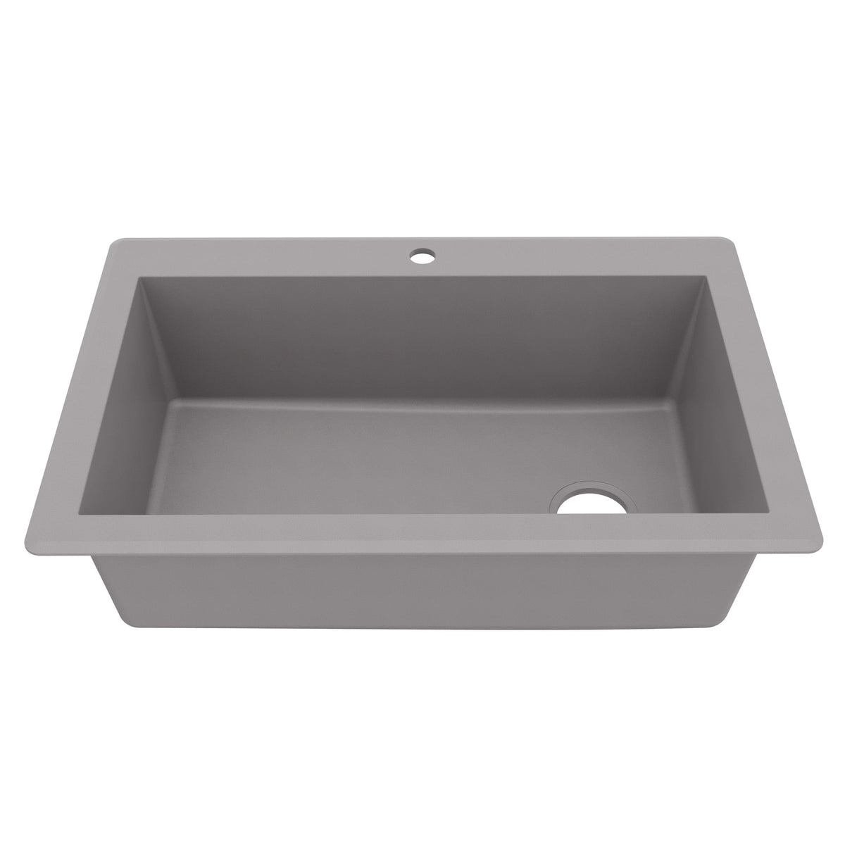 33" Top Mount Large Single Bowl Quartz Composite Kitchen Sink In Grey
