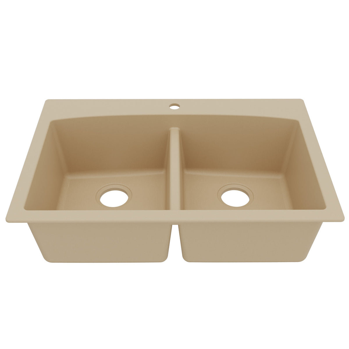 33" Top Mount Double Equal Bowl Quartz Composite Kitchen Sink In Bisque