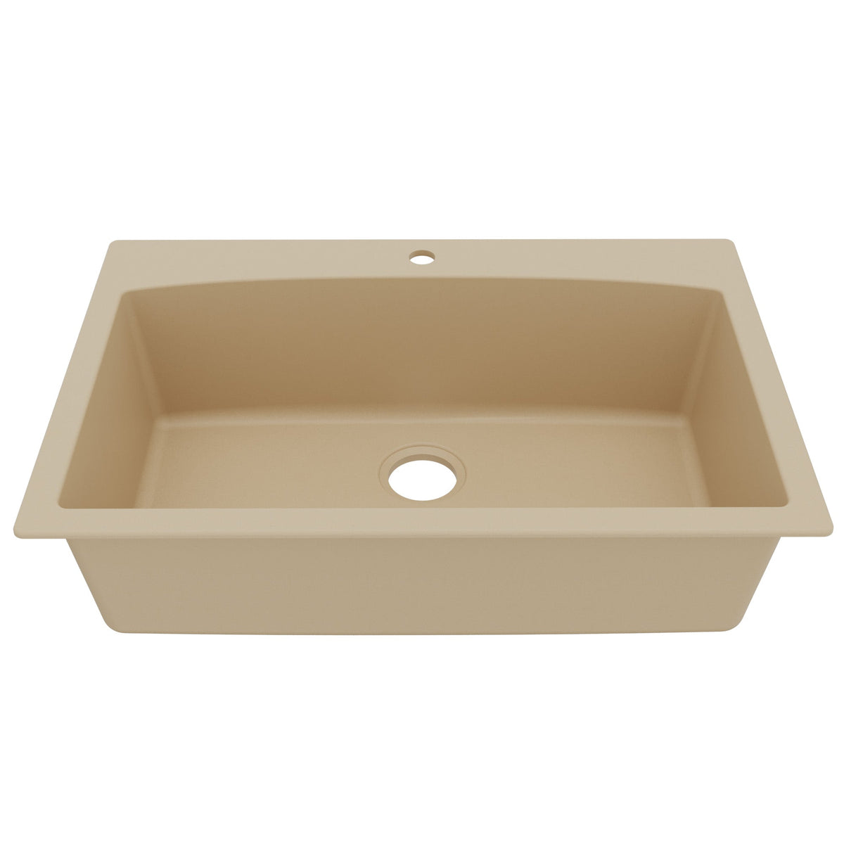 33" Top Mount Large Single Bowl Quartz Composite Kitchen Sink In Bisque