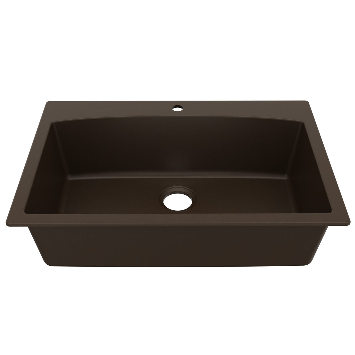 33" Top Mount Large Single Bowl Quartz Composite Kitchen Sink In Brown