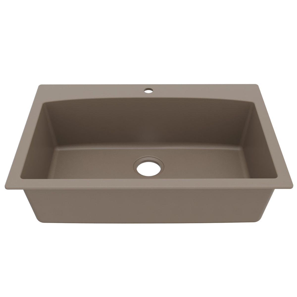 33" Top Mount Large Single Bowl Quartz Composite Kitchen Sink In Concrete
