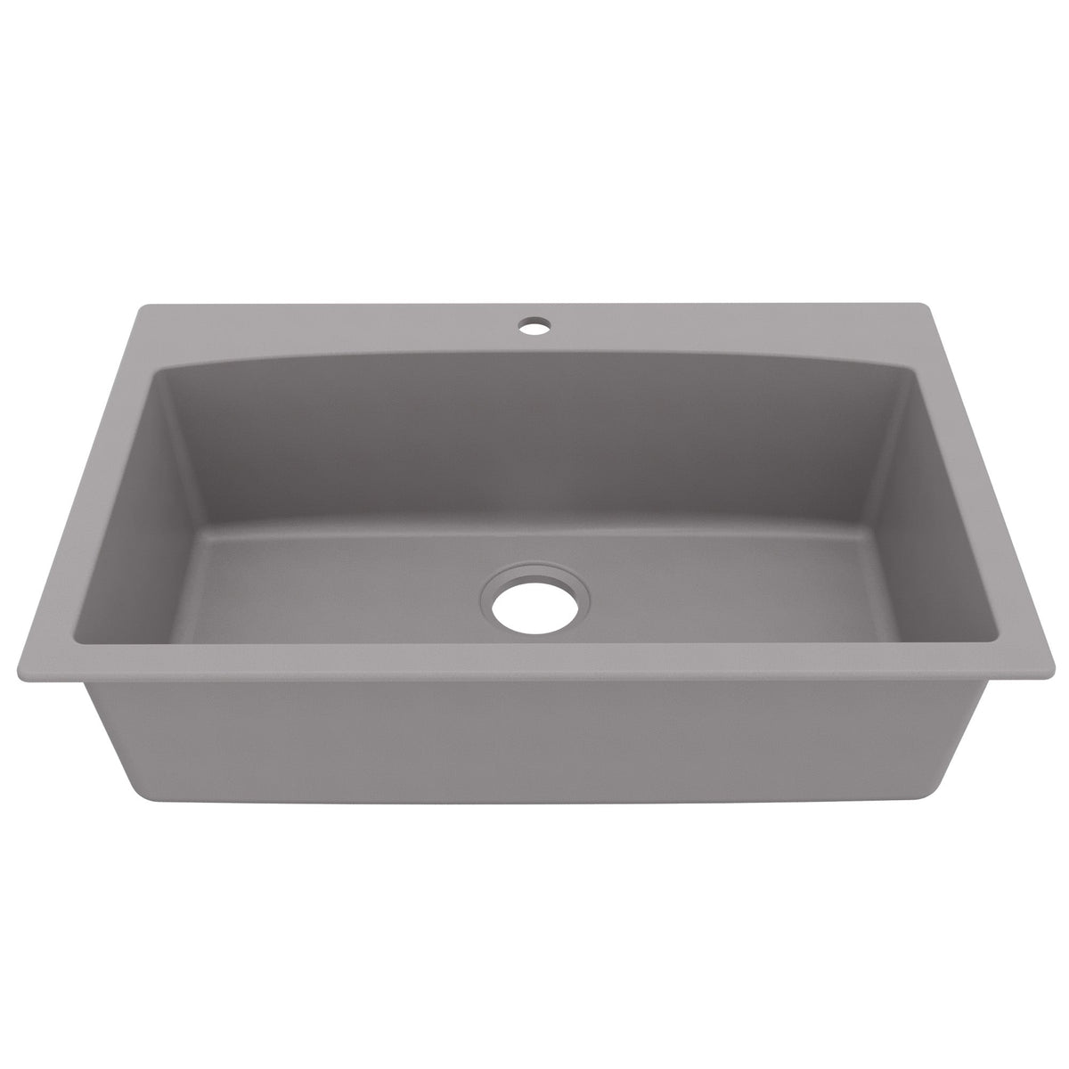33" Top Mount Large Single Bowl Quartz Composite Kitchen Sink In Grey