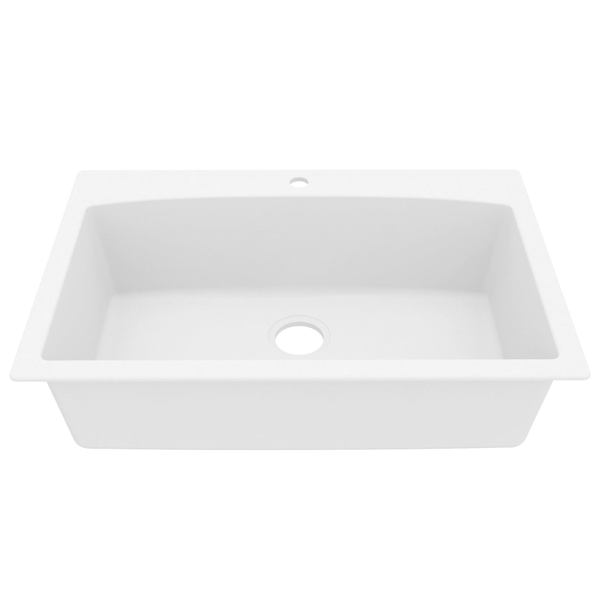 33" Top Mount Large Single Bowl Quartz Composite Kitchen Sink In White