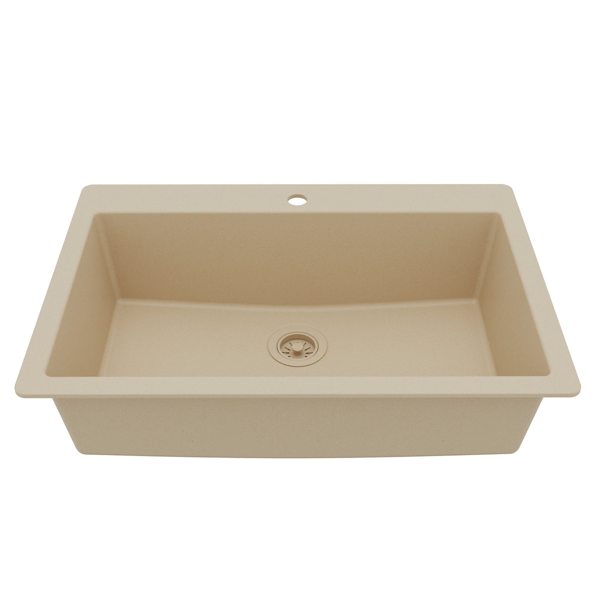 33" Top Mount Large Single Bowl Quartz Composite Kitchen Sink In Bisque