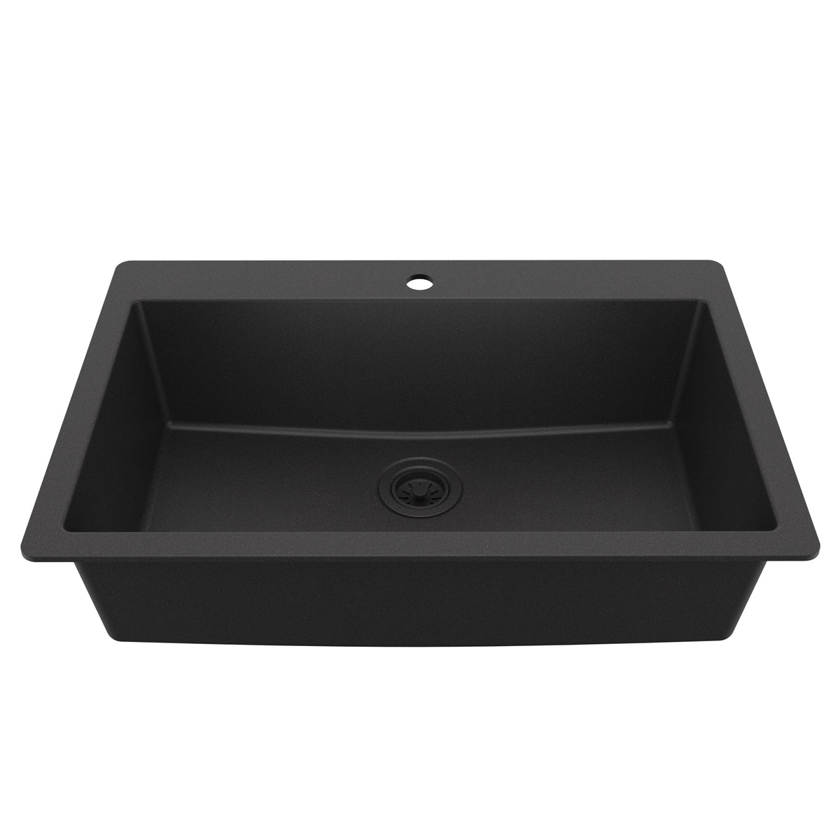 33" Top Mount Large Single Bowl Quartz Composite Kitchen Sink In Black