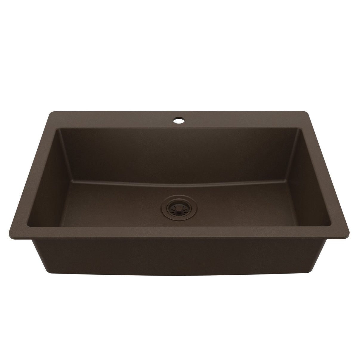 33" Top Mount Large Single Bowl Quartz Composite Kitchen Sink In Brown