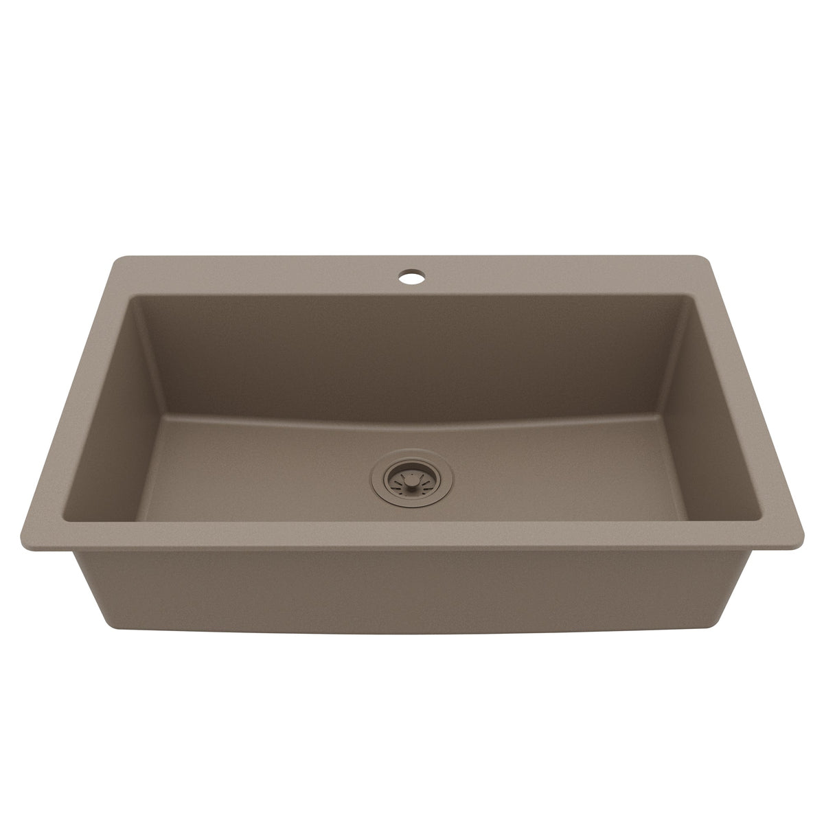33" Top Mount Large Single Bowl Quartz Composite Kitchen Sink In Concrete