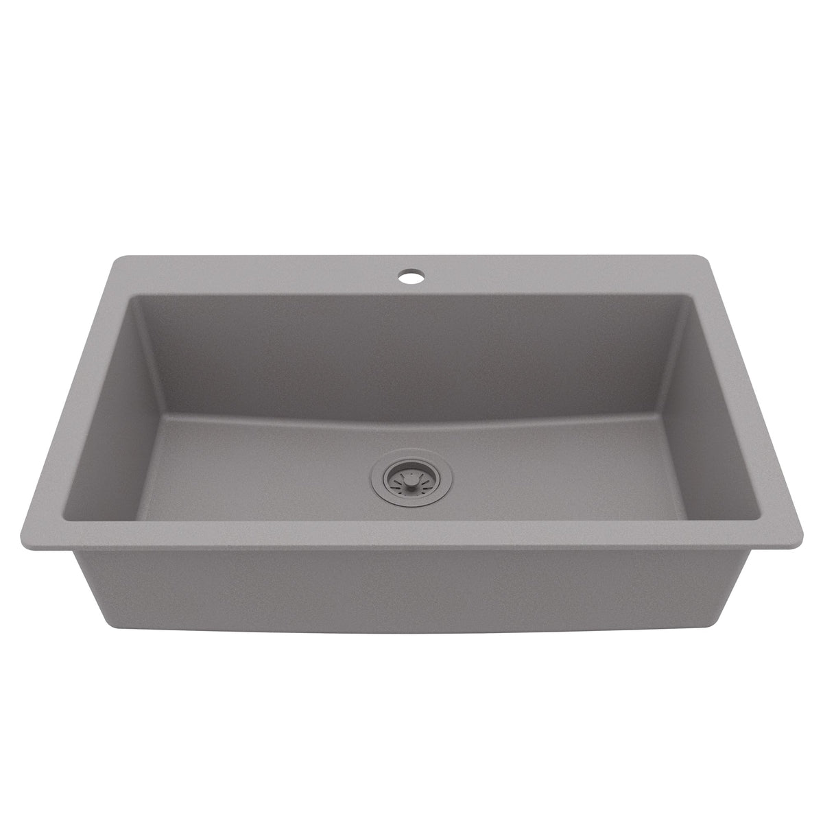 33" Top Mount Large Single Bowl Quartz Composite Kitchen Sink In Grey