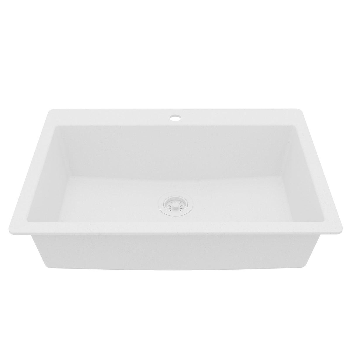 33" Top Mount Single Bowl Quartz Composite Kitchen Sink In White