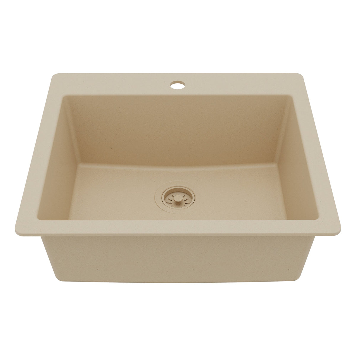 25" Top Mount Single Bowl Quartz Composite Kitchen Sink In Bisque