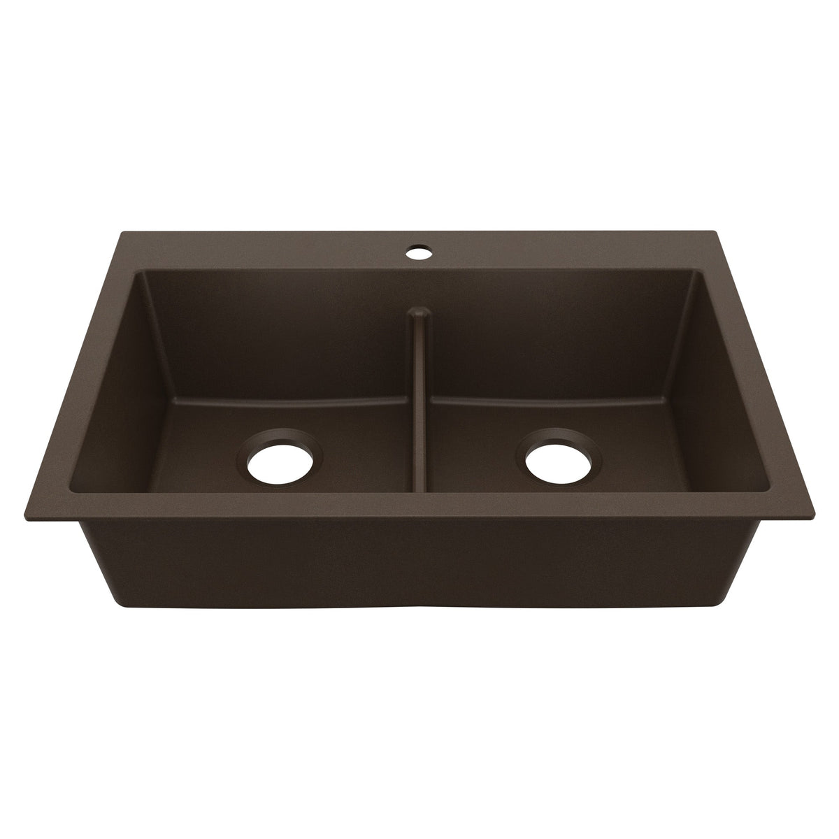 33" Top Mount Double Bowl Granite Kitchen Sink in Brown