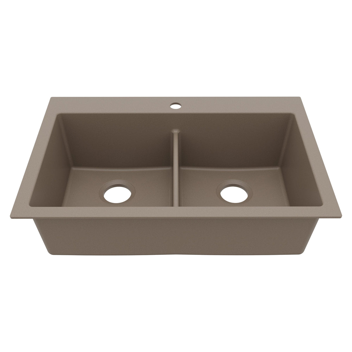 33" Top Mount Double Bowl Granite Kitchen Sink in Concrete