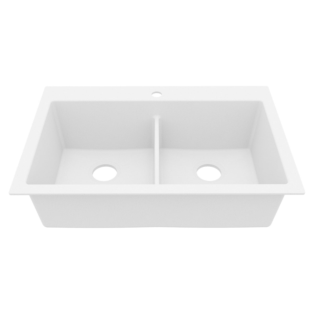 33" Top Mount Double Bowl Granite Kitchen Sink in White