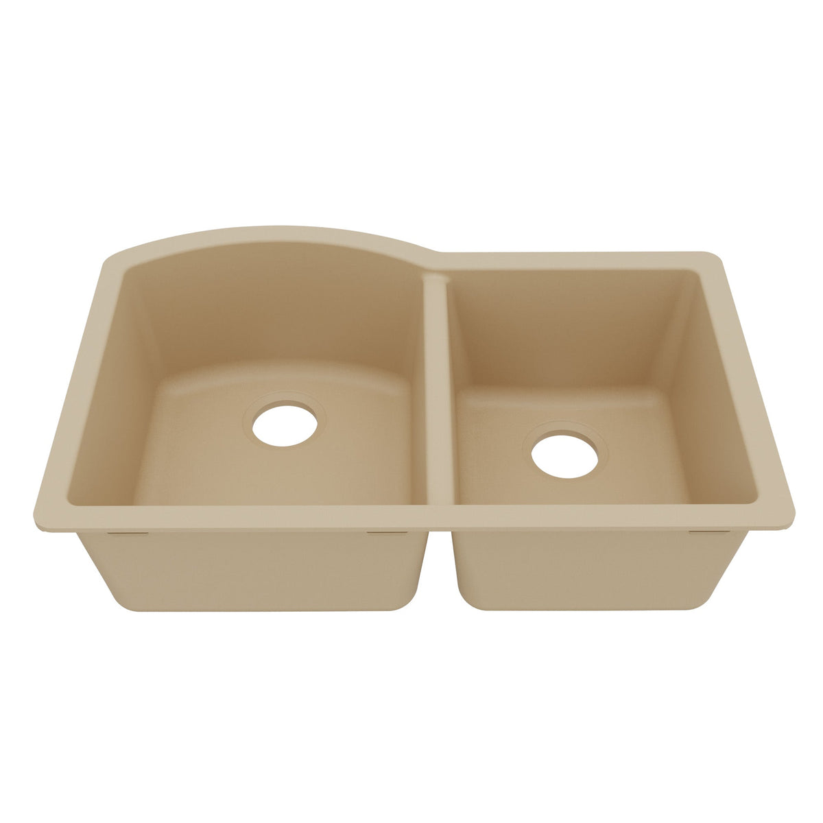 32-1/4" Undermount Double Offset Bowl Quartz Composite Kitchen Sink In Bisque