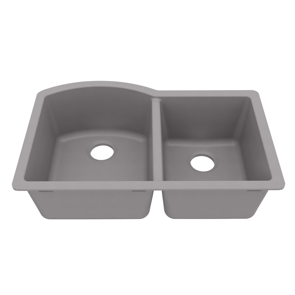 32-1/4" Undermount Double Offset Bowl Quartz Composite Kitchen Sink In Grey