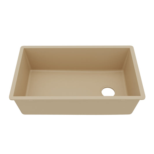 31-5/8" Undermount Large Single Bowl Quartz Composite Kitchen Sink In Bisque