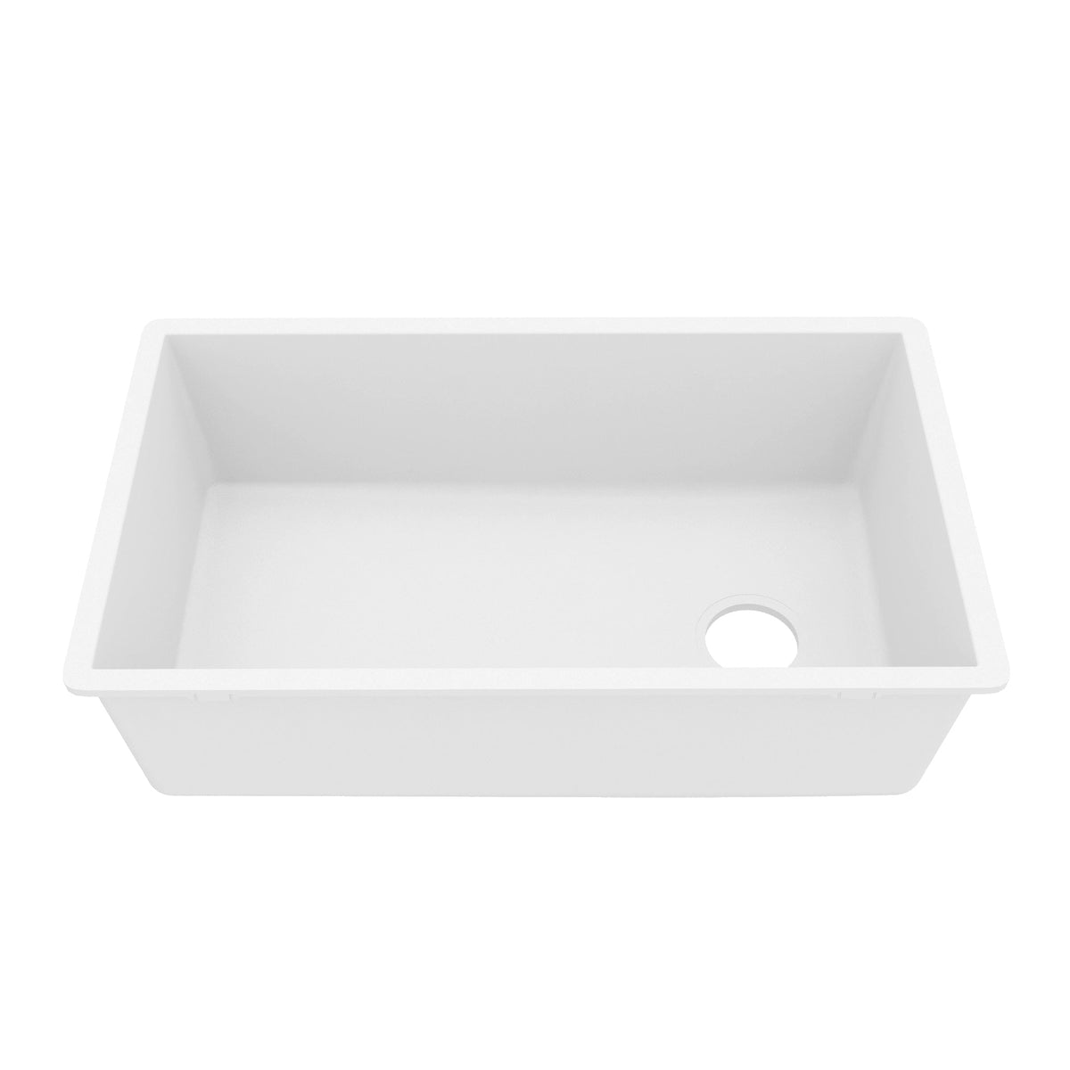 31-5/8" Undermount Large Single Bowl Quartz Composite Kitchen Sink In White