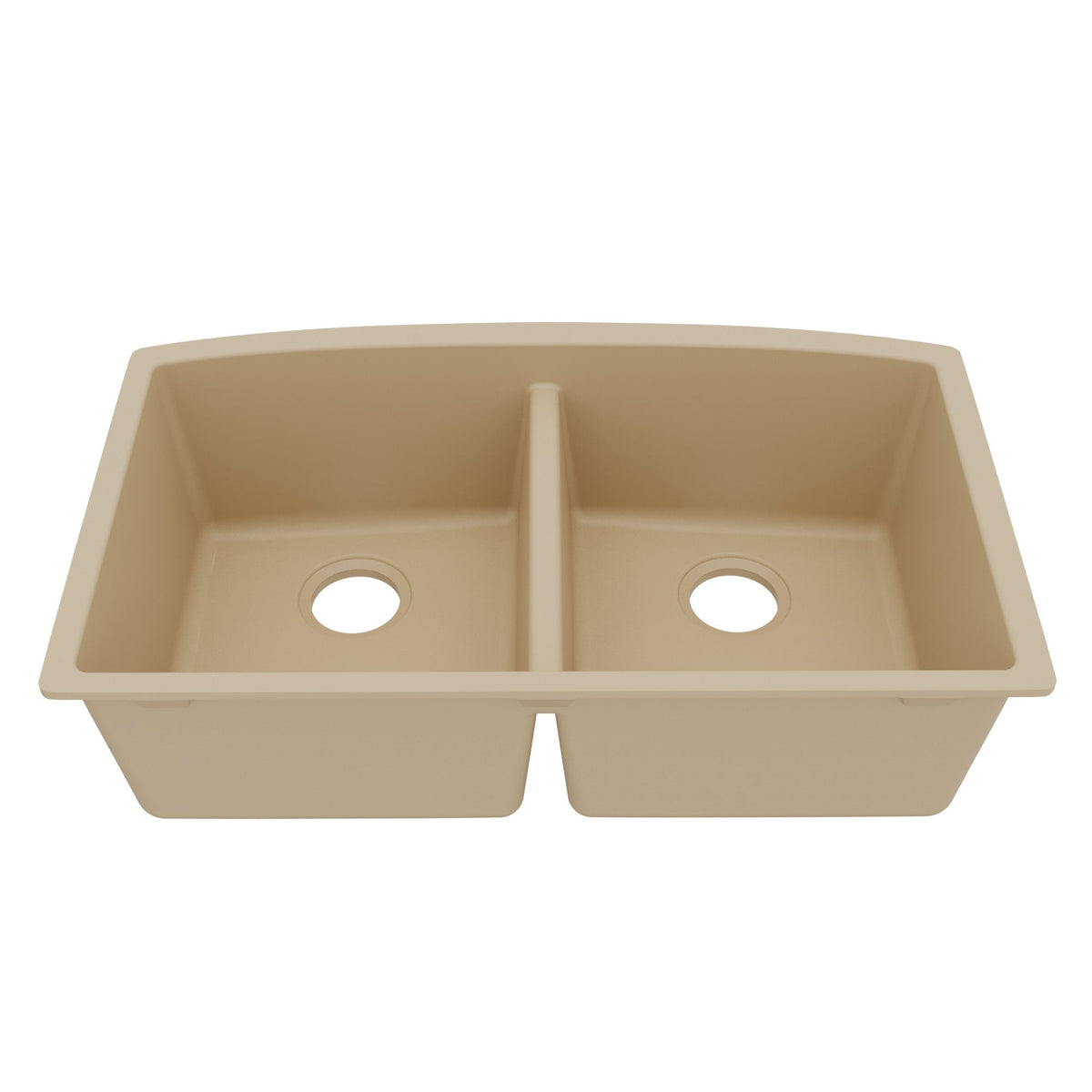32-1/2" Undermount Double Equal Bowl Quartz Composite Kitchen Sink In Bisque