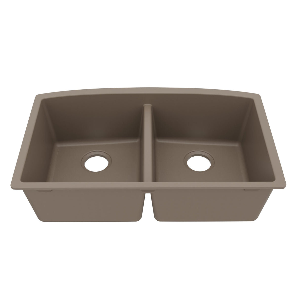 32-1/2" Undermount Double Equal Bowl Quartz Composite Kitchen Sink In Concrete
