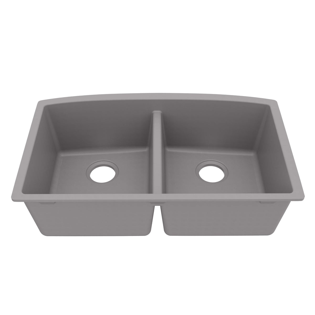 32-1/2" Undermount Double Equal Bowl Quartz Composite Kitchen Sink In Grey