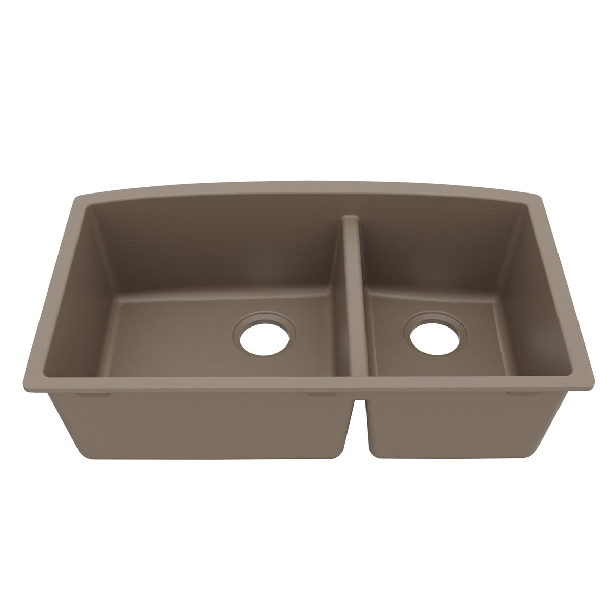 32-1/2" Undermount Double Offset Bowl Quartz Composite Kitchen Sink In Concrete