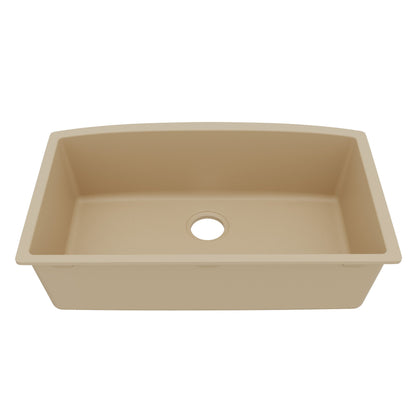 32-1/2" Undermount Large Single Bowl Quartz Composite Kitchen Sink In Bisque