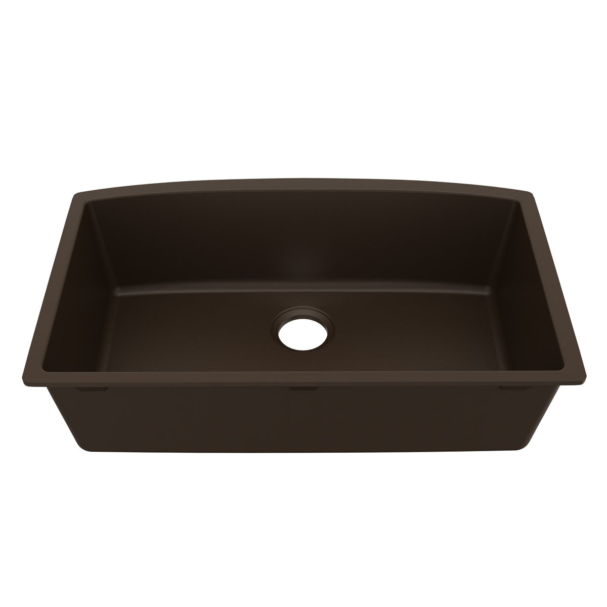 32-1/2" Undermount Large Single Bowl Quartz Composite Kitchen Sink In Brown