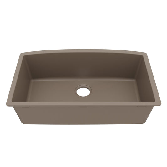32-1/2" Undermount Large Single Bowl Quartz Composite Kitchen Sink In Concrete