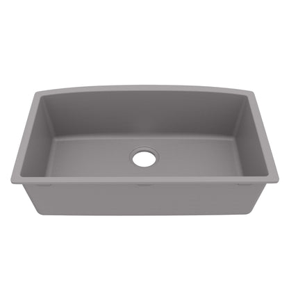 32-1/2" Undermount Large Single Bowl Quartz Composite Kitchen Sink In Grey