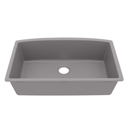 32-1/2" Undermount Large Single Bowl Quartz Composite Kitchen Sink In Grey