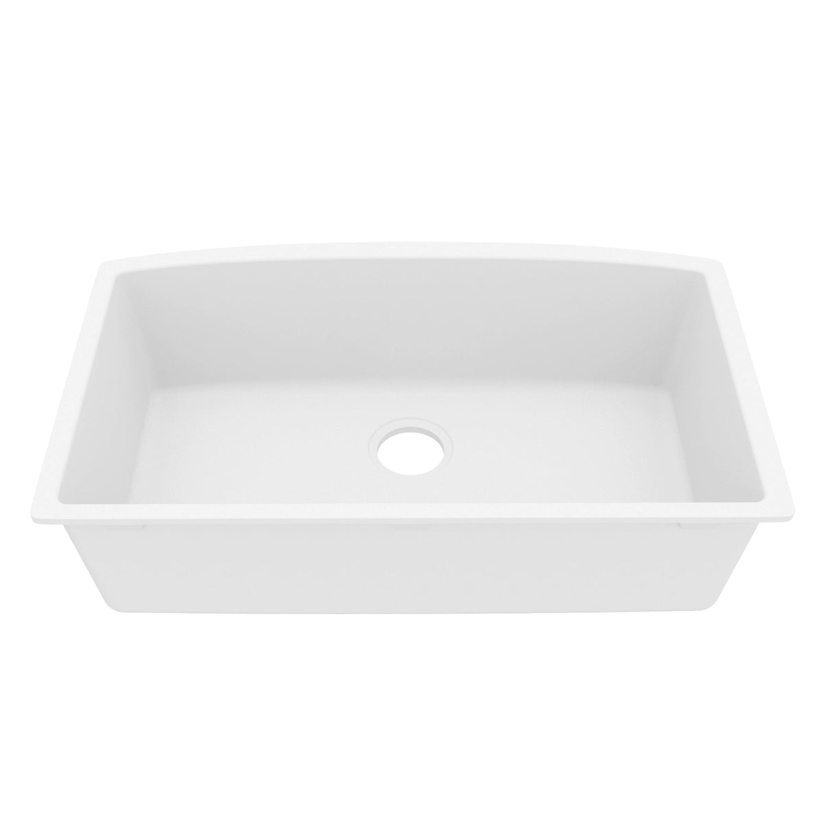 32-1/2" Undermount Large Single Bowl Quartz Composite Kitchen Sink In White