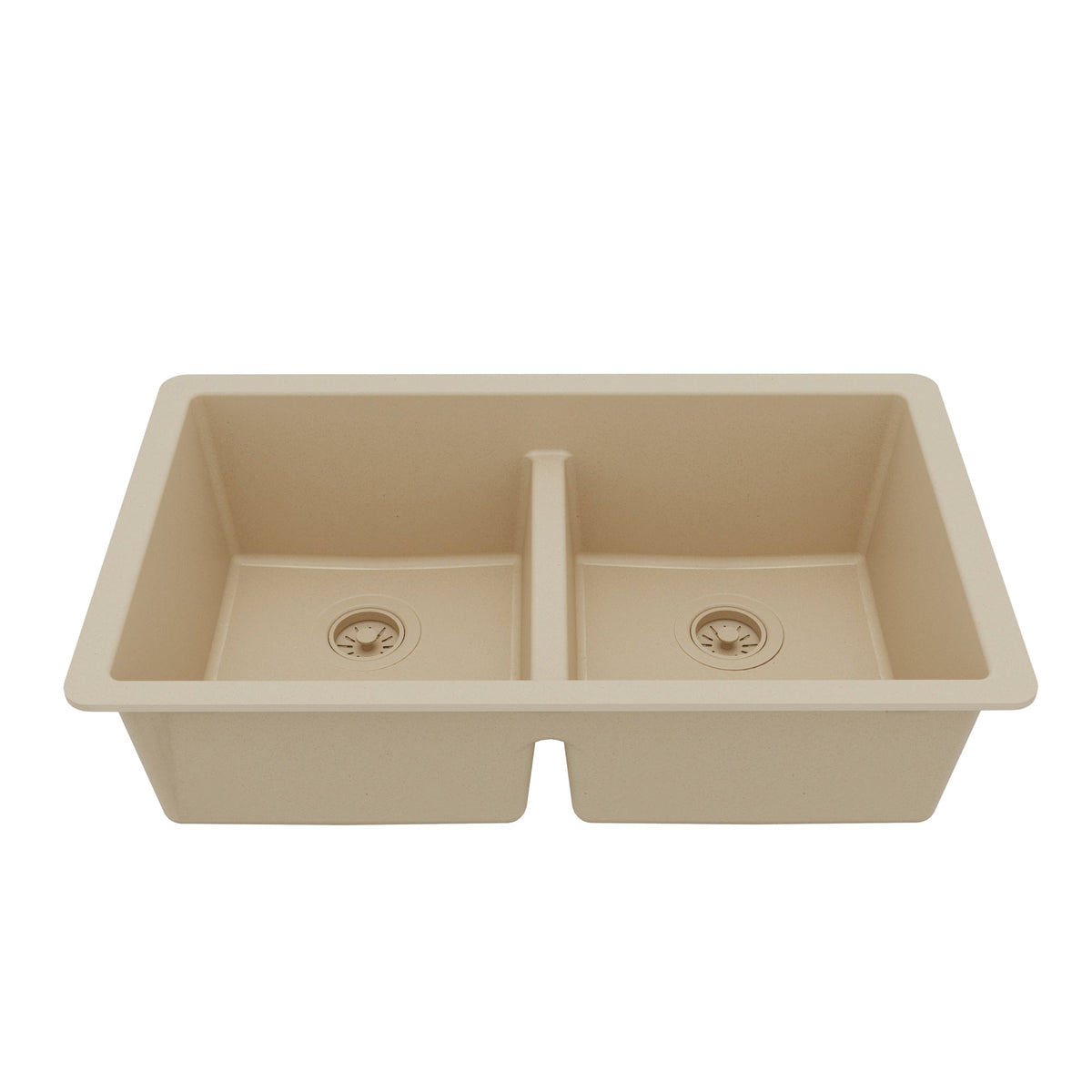 32-3/8" Undermount Double Equal Bowl Quartz Composite Kitchen Sink In Bisque