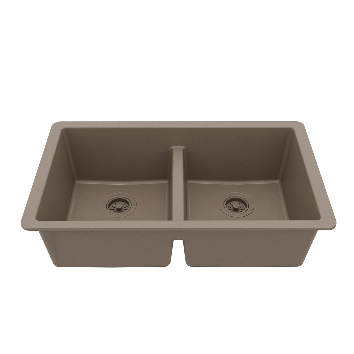 32-3/8" Undermount Double Equal Bowl Quartz Composite Kitchen Sink In Concrete