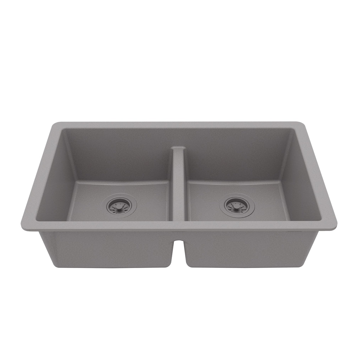 32-3/8" Undermount Double Equal Bowl Quartz Composite Kitchen Sink In Grey