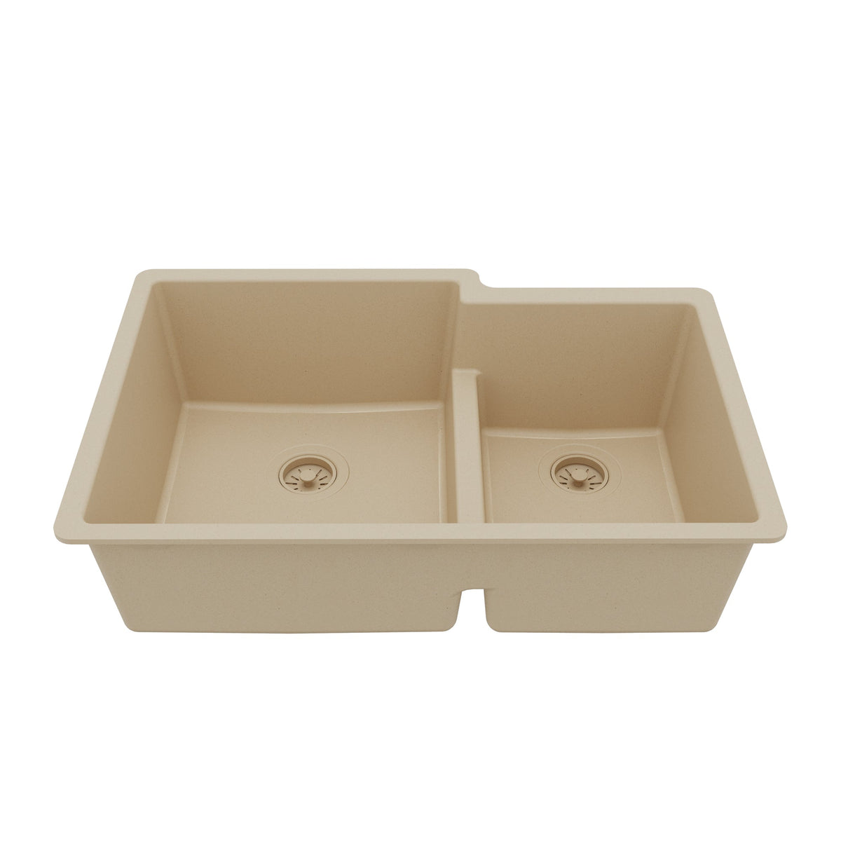 32-1/4" Undermount Double Offset Bowl Quartz Composite Kitchen Sink In Bisque