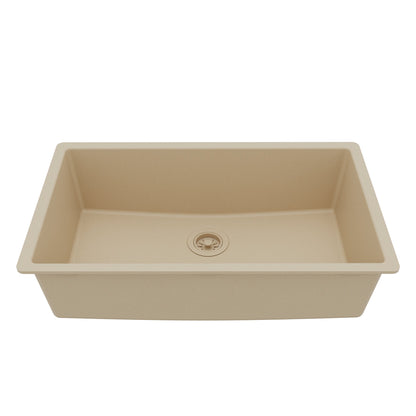 32-3/8" Undermount Large Single Bowl Quartz Composite Kitchen Sink In Bisque