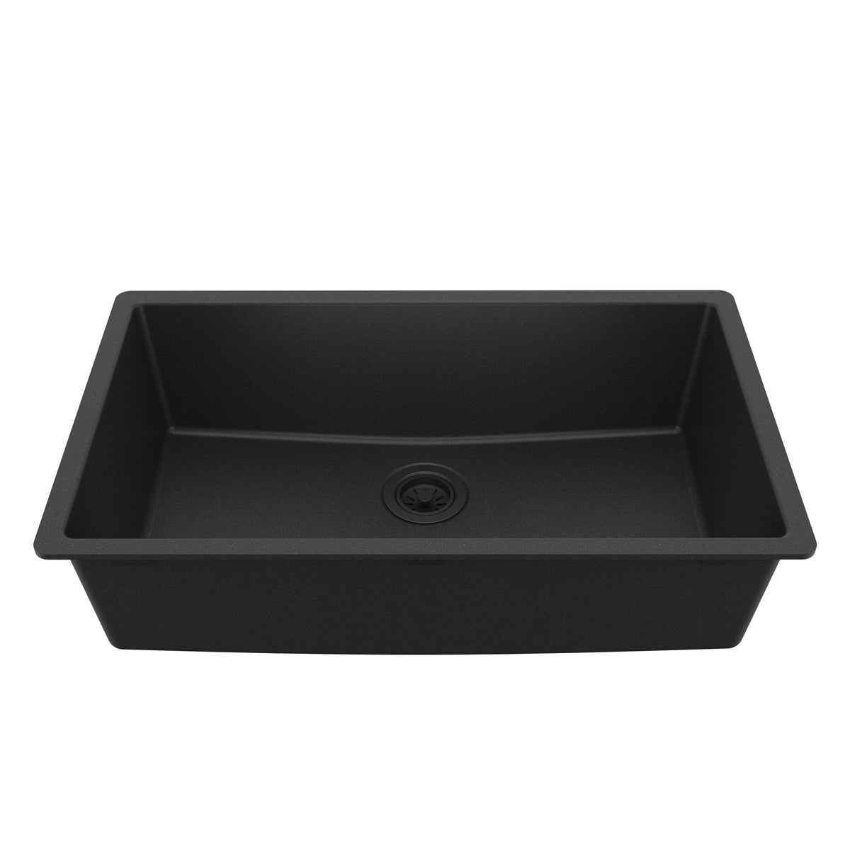 32-3/8" Undermount Large Single Bowl Quartz Composite Kitchen Sink In Black