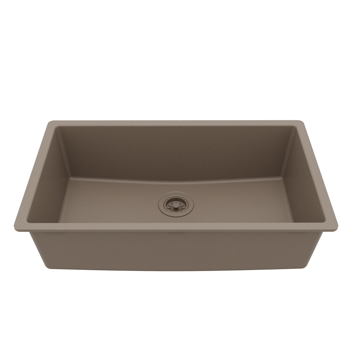 32-3/8" Undermount Large Single Bowl Quartz Composite Kitchen Sink In Concrete