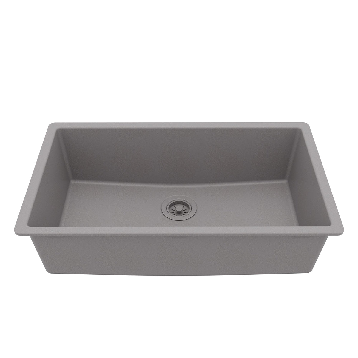32-3/8" Undermount Large Single Bowl Quartz Composite Kitchen Sink In Grey