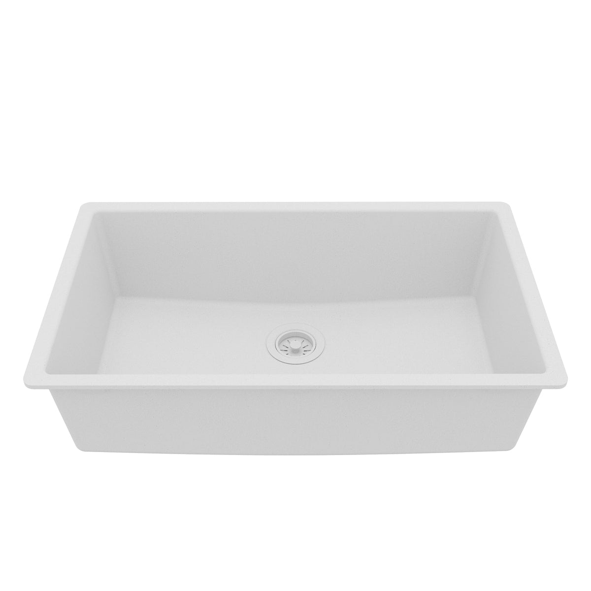 32-3/8" Undermount Large Single Bowl Quartz Composite Kitchen Sink In White
