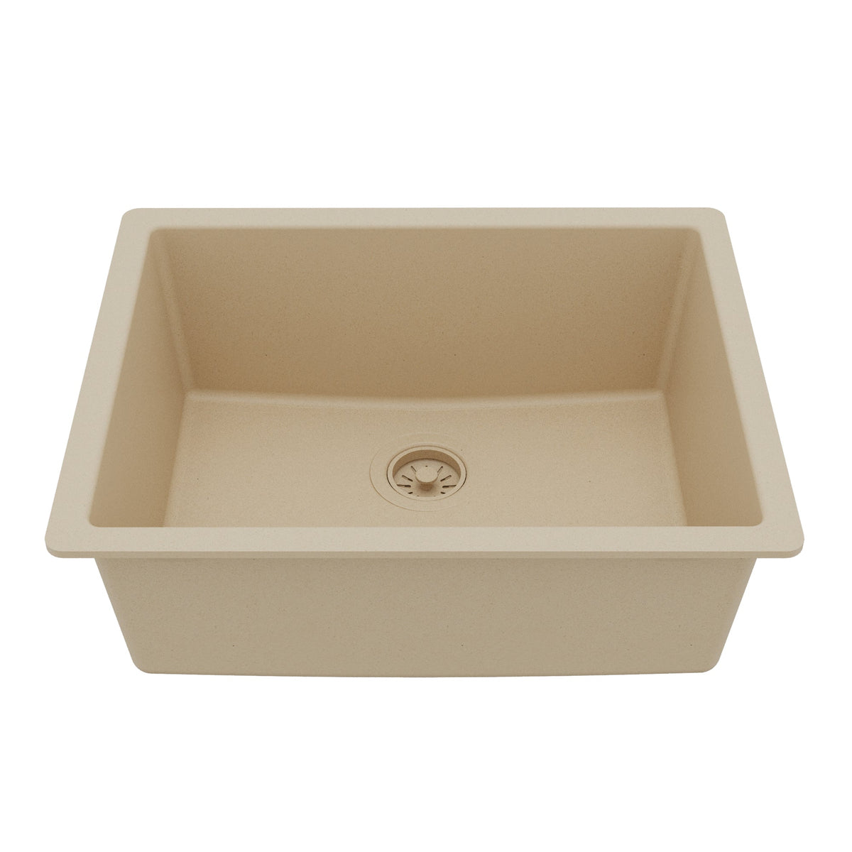 24-3/8" Undermount Single Bowl Quartz Composite Kitchen Sink In Bisque